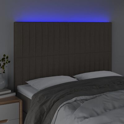 vidaXL LED posteljno vzglavje taupe 144x5x118/128 cm blago