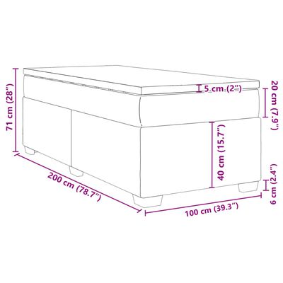 vidaXL Box spring postelja z vzmetnico temno siva 100x200 cm žamet