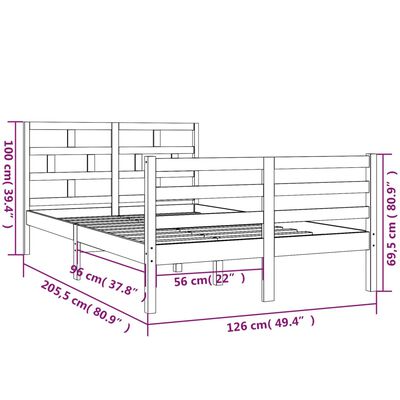 vidaXL Posteljni okvir bel iz borovine 120x200 cm