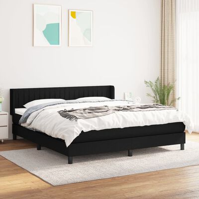 vidaXL Box spring postelja z vzmetnico črna 180x200 cm blago