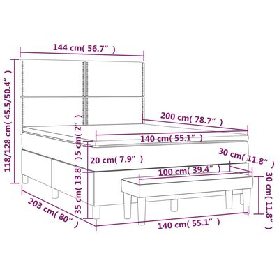 vidaXL Box spring postelja z vzmetnico roza 140x200 cm žamet