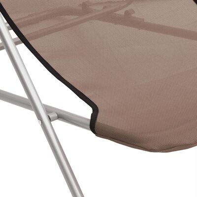 vidaXL Zložljiv stol za plažo 2 kosa rjav textilene in jeklo