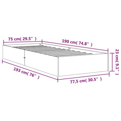 vidaXL Posteljni okvir brez vzmetnice voščeno rjav 75x190 cm borovina