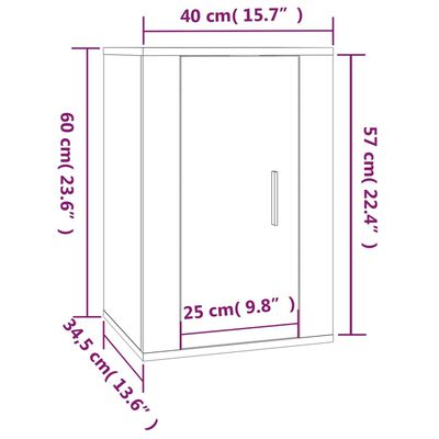 vidaXL Stenska TV omarica 2 kosa visok sijaj bela 40x34,5x60 cm