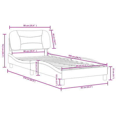 vidaXL Posteljni okvir z vzglavjem kapučino 80x200 cm umetno usnje