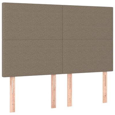 vidaXL Box spring postelja z vzmetnico LED taupe 140x200 cm blago