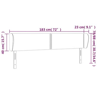 vidaXL Vzglavje z ušesi temno sivo 183x23x78/88 cm žamet