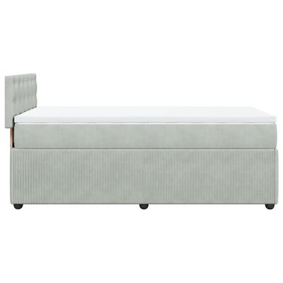 vidaXL Box spring postelja z vzmetnico svetlo siva 90x200 cm žamet