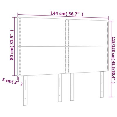 vidaXL LED posteljno vzglavje roza 144x5x118/128 cm žamet