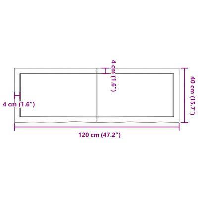 vidaXL Kopalniški pult temno rjav 120x40x(2-4) cm obdelan trden les