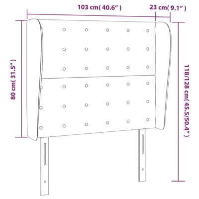 vidaXL Vzglavje z ušesi črno 103x23x118/128 cm umetno usnje