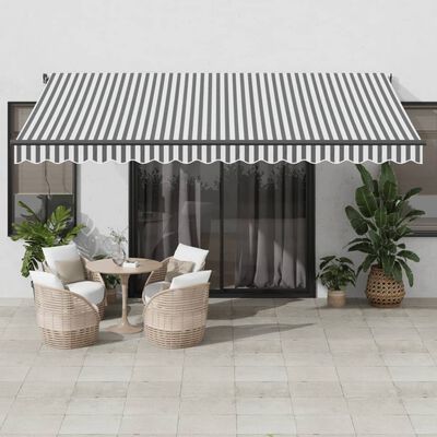 vidaXL Ročno zložljiva tenda z LED diodami antracit in bela 450x350 cm