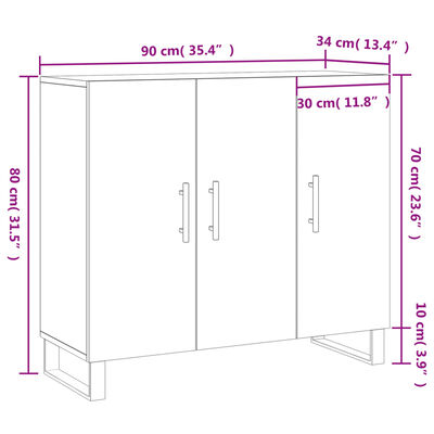 vidaXL Komoda rjavi hrast 90x34x80 cm konstruiran les