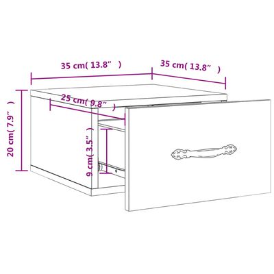 vidaXL Stenske nočne omarice 2 kosa visok sijaj bele 35x35x20 cm