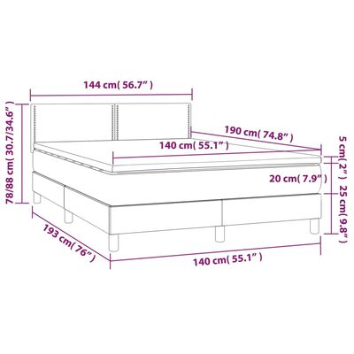 vidaXL Box spring postelja z vzmetnico kapučino 140x190cm umetno usnje