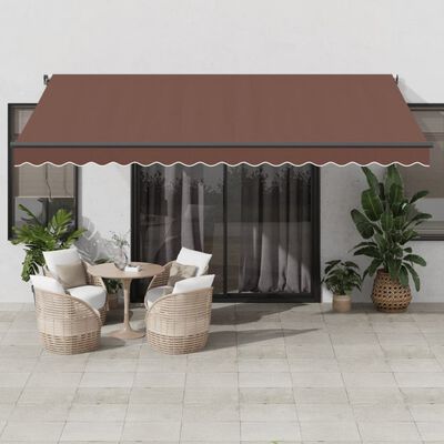 vidaXL Ročno zložljiva tenda rjava 450x350 cm