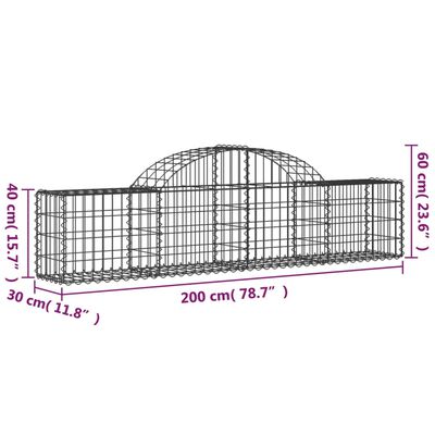 vidaXL Obokane gabion košare 6 kosov 200x30x40/60 cm pocinkano železo