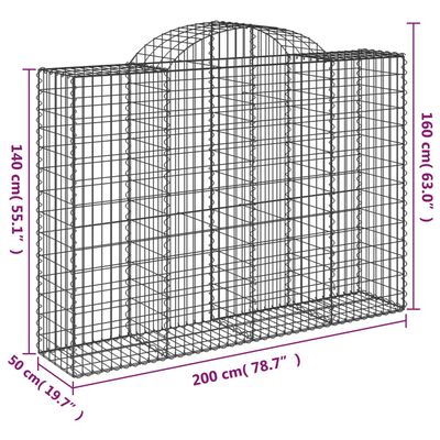 vidaXL Obokane gabion košare 7 kosov 200x50x140/160cm pocinkano železo