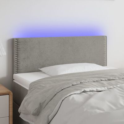 vidaXL LED posteljno vzglavje svetlo sivo 90x5x78/88 cm žamet