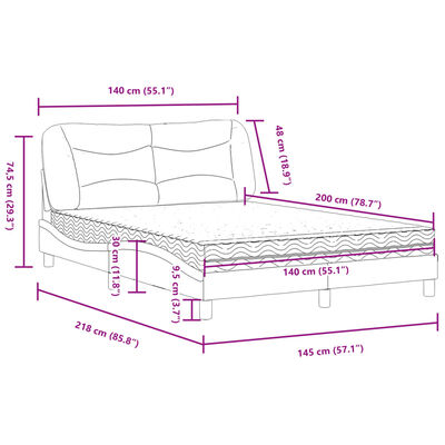 vidaXL Postelja z vzmetnico temno rjava 140x200 cm blago