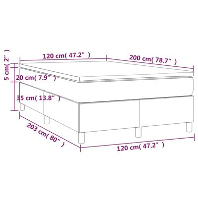 vidaXL Box spring postelja z vzmetnico krem 120x200 cm blago