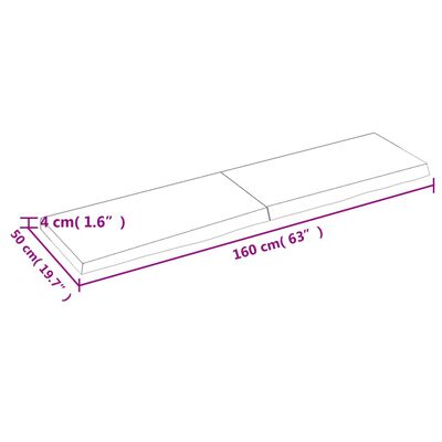 vidaXL Mizna plošča 160x50x(2-4) cm neobdelana trdna hrastovina