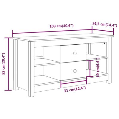 vidaXL TV omarica bela 103x36,5x52 cm trdna borovina