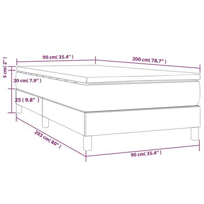 vidaXL Box spring postelja z vzmetnico krem 90x200 cm blago