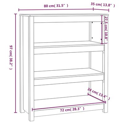 vidaXL Knjižna omara 80x35x97 cm trdna borovina