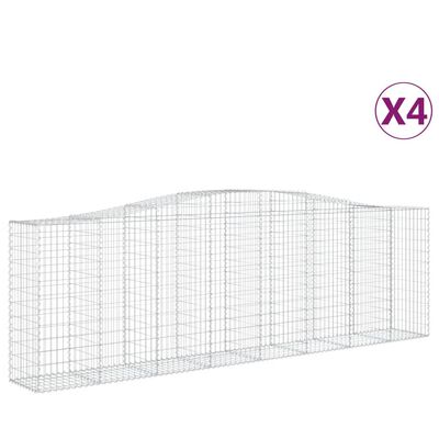 vidaXL Obokane gabion košare 4 kosi 400x50x120/140 cm pocinkano železo