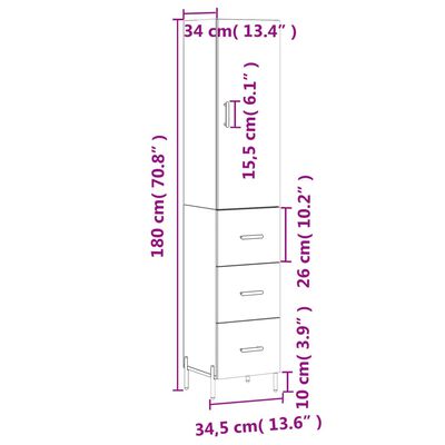 vidaXL Visoka omara sonoma hrast 34,5x34x180 cm inženirski les