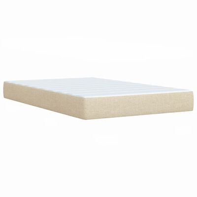 vidaXL Box spring postelja z vzmetnico krem 120x200 cm blago