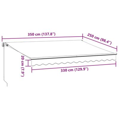 vidaXL Ročno zložljiva tenda antracit in bela 350x250 cm