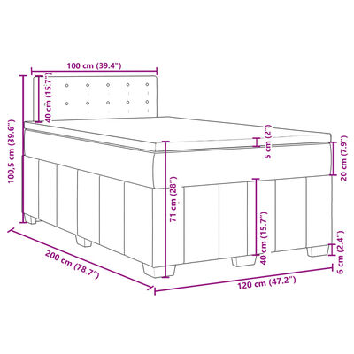 vidaXL Box spring postelja z vzmetnico svetlo siva 120x200 cm blago