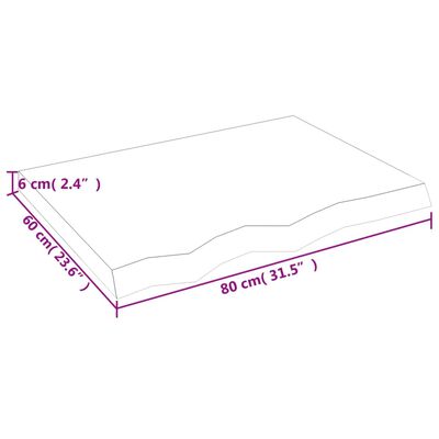 vidaXL Mizna plošča 80x60x(2-6) cm neobdelana trdna hrastovina