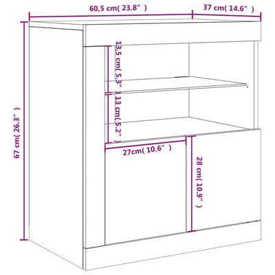 vidaXL Komoda z LED diodami bela 60,5x37x67 cm