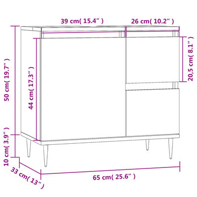 vidaXL Kopalniška omarica bela 65x33x60 cm inženirski les