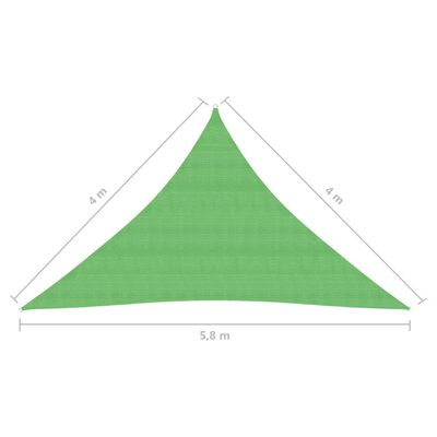 vidaXL Senčno jadro 160 g/m² svetlo zeleno 4x4x5,8 m HDPE