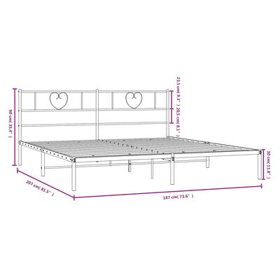 vidaXL Kovinski posteljni okvir z vzglavjem bel 180x200 cm