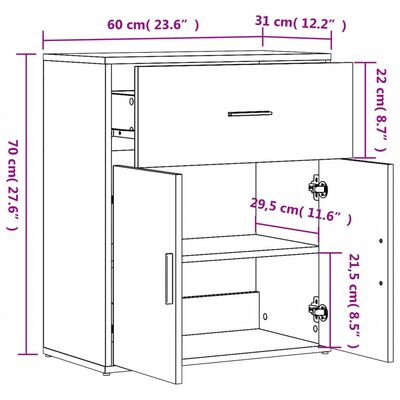 vidaXL Komoda črna 60x31x70 cm inženirski les