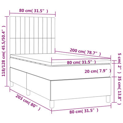 vidaXL Box spring postelja z vzmetnico krem 80x200 cm blago