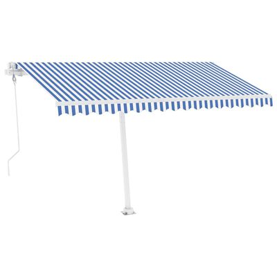 vidaXL Prostostoječa avtomatska tenda 450x300 cm modra/bela