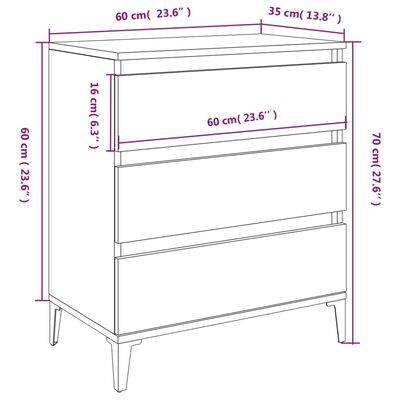 vidaXL Komoda siva sonoma 60x35x70 cm inženirski les