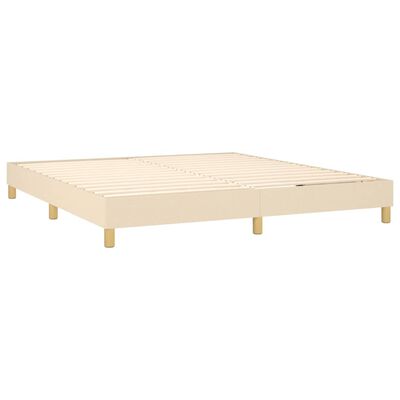 vidaXL Box spring postelja z vzmetnico krem 160x200 cm blago