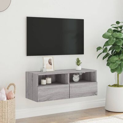 vidaXL Stenska TV omarica siva sonoma 80x30x30 cm inženirski les