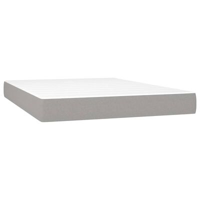 vidaXL Box spring postelja z vzmetnico LED sv. siva 140x200 cm blago