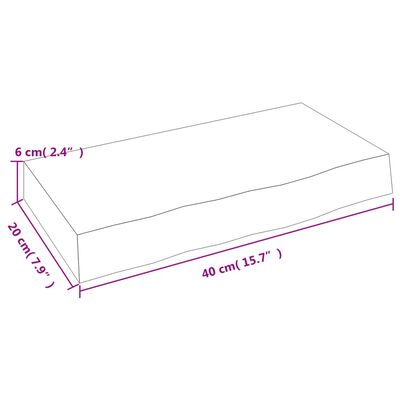 vidaXL Stenska polica 40x20x6 cm neobdelana trdna hrastovina