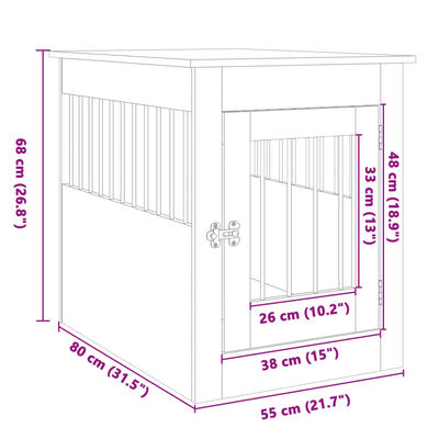 vidaXL Boks za psa sonoma hrast 55x80x68 cm inženirski les