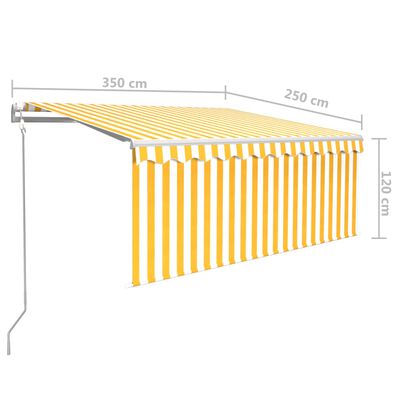 vidaXL Avtomatsko zložljiva tenda s senčilom 3,5x2,5 m rumena in bela