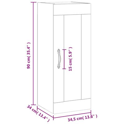 vidaXL Stenska omarica sonoma hrast 34,5x34x90 cm